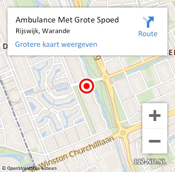 Locatie op kaart van de 112 melding: Ambulance Met Grote Spoed Naar Rijswijk, Warande op 22 oktober 2023 09:16