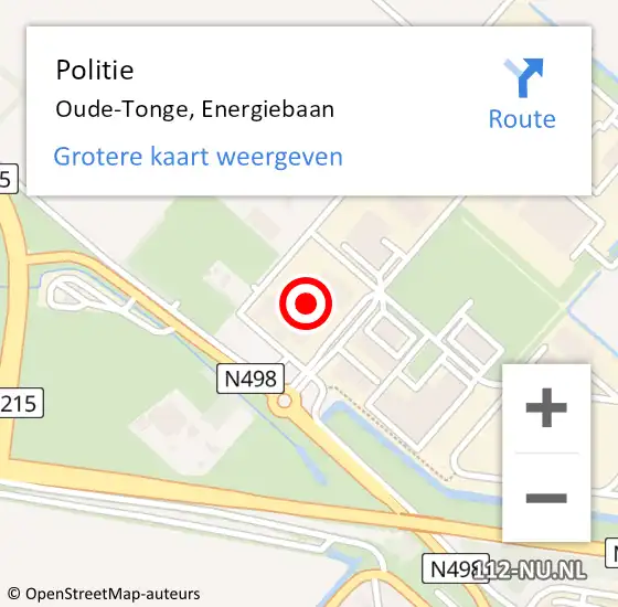 Locatie op kaart van de 112 melding: Politie Oude-Tonge, Energiebaan op 22 oktober 2023 10:16