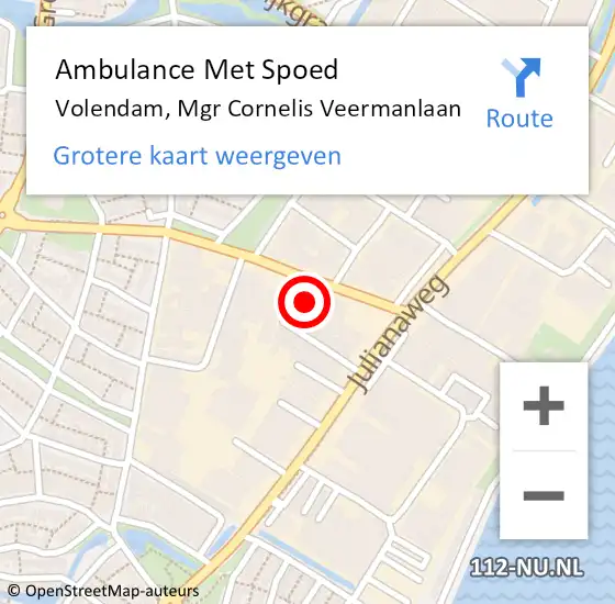 Locatie op kaart van de 112 melding: Ambulance Met Spoed Naar Volendam, Mgr Cornelis Veermanlaan op 22 oktober 2023 10:19
