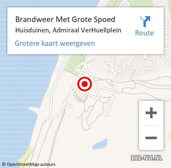 Locatie op kaart van de 112 melding: Brandweer Met Grote Spoed Naar Huisduinen, Admiraal VerHuellplein op 22 oktober 2023 11:56
