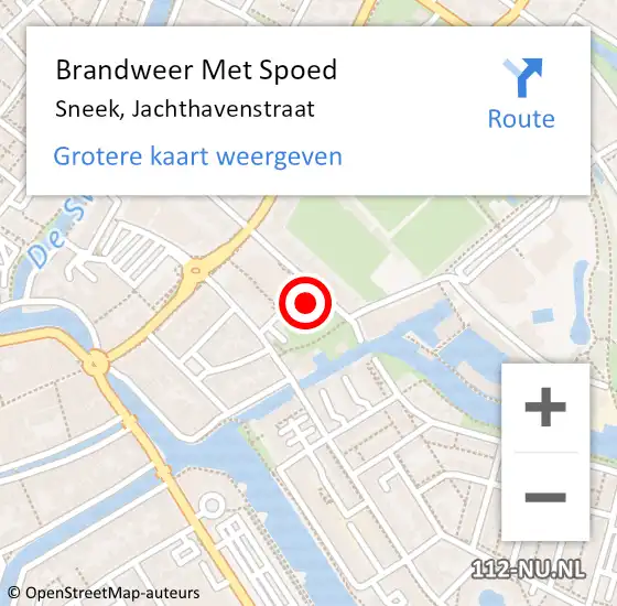 Locatie op kaart van de 112 melding: Brandweer Met Spoed Naar Sneek, Jachthavenstraat op 22 oktober 2023 12:00