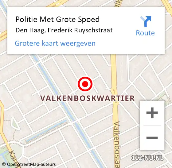 Locatie op kaart van de 112 melding: Politie Met Grote Spoed Naar Den Haag, Frederik Ruyschstraat op 22 oktober 2023 12:02