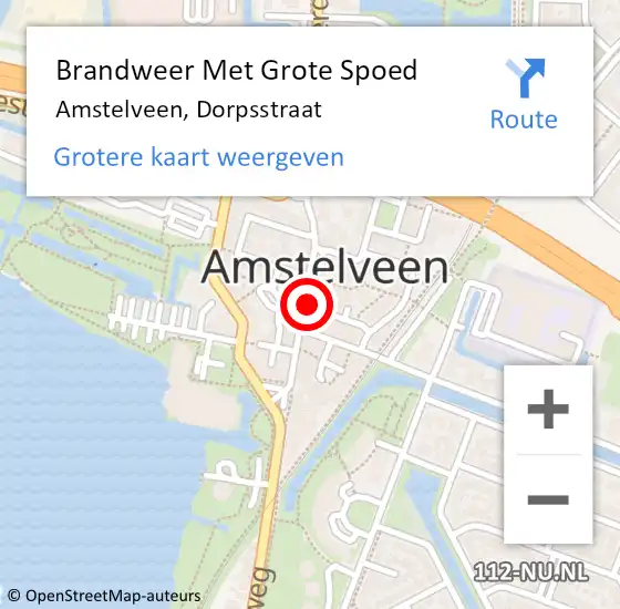 Locatie op kaart van de 112 melding: Brandweer Met Grote Spoed Naar Amstelveen, Dorpsstraat op 22 oktober 2023 12:14