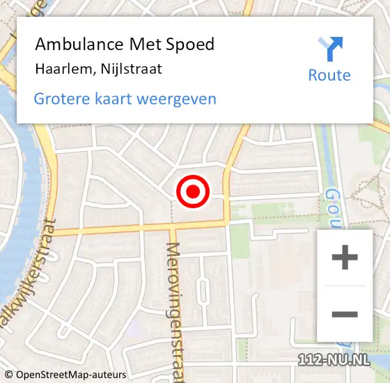 Locatie op kaart van de 112 melding: Ambulance Met Spoed Naar Haarlem, Nijlstraat op 22 oktober 2023 12:25