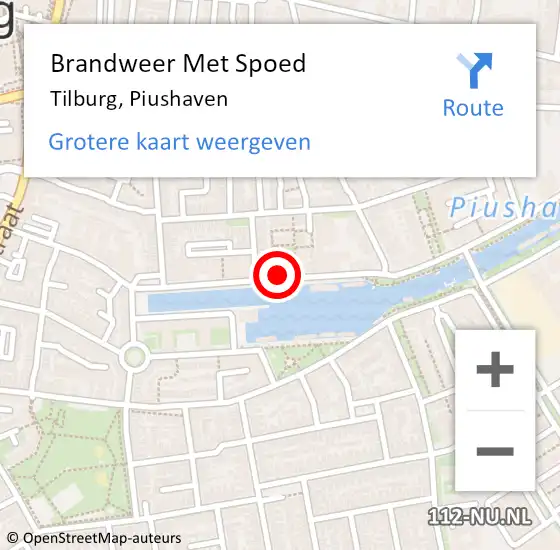 Locatie op kaart van de 112 melding: Brandweer Met Spoed Naar Tilburg, Piushaven op 22 oktober 2023 12:44