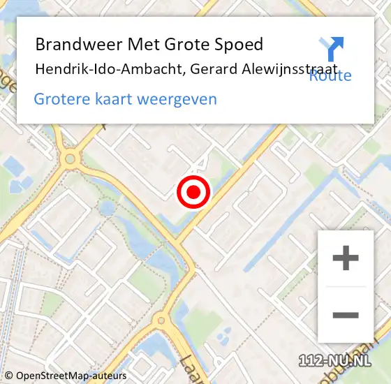 Locatie op kaart van de 112 melding: Brandweer Met Grote Spoed Naar Hendrik-Ido-Ambacht, Gerard Alewijnsstraat op 22 oktober 2023 12:48