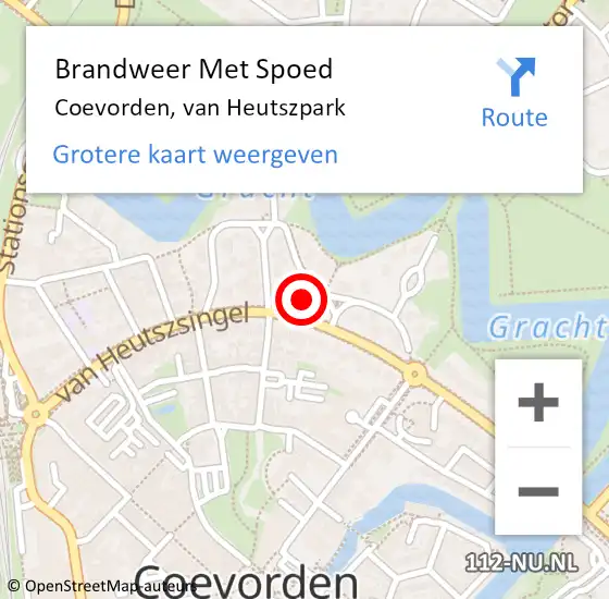 Locatie op kaart van de 112 melding: Brandweer Met Spoed Naar Coevorden, van Heutszpark op 22 oktober 2023 13:07