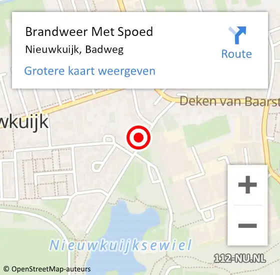 Locatie op kaart van de 112 melding: Brandweer Met Spoed Naar Nieuwkuijk, Badweg op 22 oktober 2023 13:19