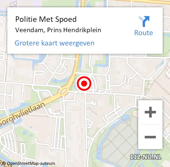 Locatie op kaart van de 112 melding: Politie Met Spoed Naar Veendam, Prins Hendrikplein op 22 oktober 2023 13:30