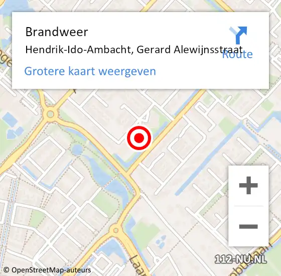 Locatie op kaart van de 112 melding: Brandweer Hendrik-Ido-Ambacht, Gerard Alewijnsstraat op 22 oktober 2023 13:35