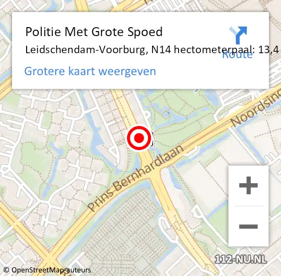 Locatie op kaart van de 112 melding: Politie Met Grote Spoed Naar Leidschendam-Voorburg, N14 hectometerpaal: 13,4 op 22 oktober 2023 13:40