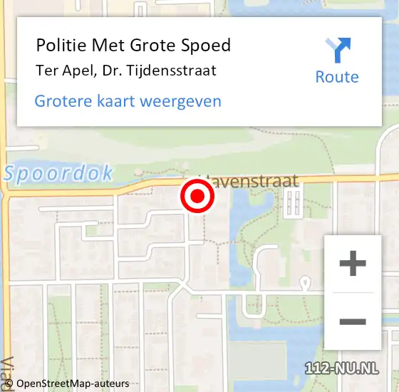 Locatie op kaart van de 112 melding: Politie Met Grote Spoed Naar Ter Apel, Dr. Tijdensstraat op 22 oktober 2023 13:52