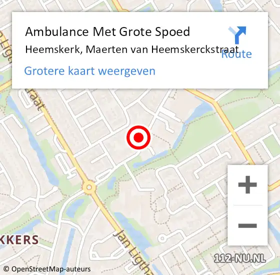 Locatie op kaart van de 112 melding: Ambulance Met Grote Spoed Naar Heemskerk, Maerten van Heemskerckstraat op 22 oktober 2023 14:04