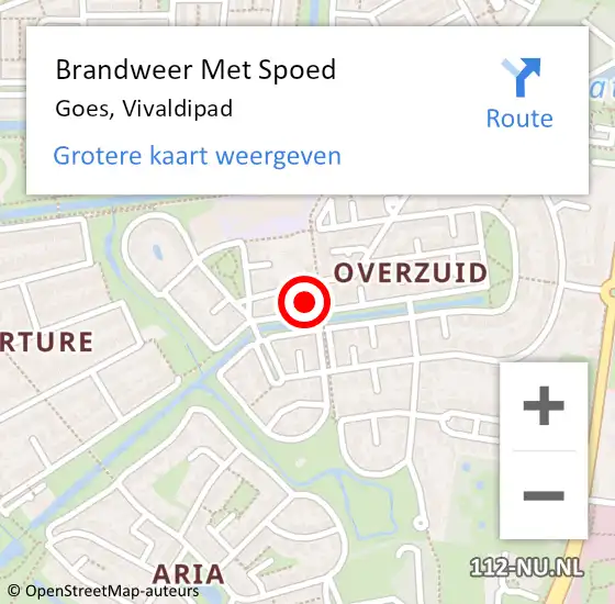 Locatie op kaart van de 112 melding: Brandweer Met Spoed Naar Goes, Vivaldipad op 22 oktober 2023 14:05