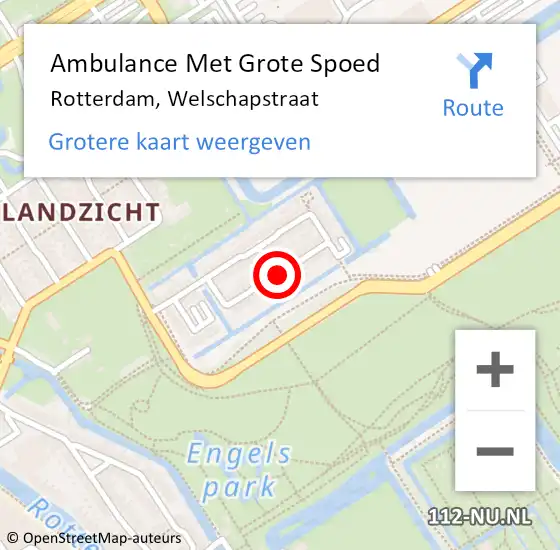 Locatie op kaart van de 112 melding: Ambulance Met Grote Spoed Naar Rotterdam, Welschapstraat op 22 oktober 2023 14:08