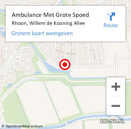Locatie op kaart van de 112 melding: Ambulance Met Grote Spoed Naar Rhoon, Willem de Kooning Allee op 22 oktober 2023 14:20