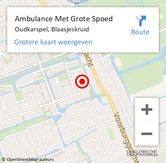 Locatie op kaart van de 112 melding: Ambulance Met Grote Spoed Naar Oudkarspel, Blaasjeskruid op 22 oktober 2023 14:34