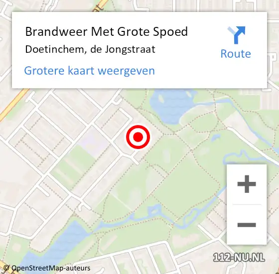 Locatie op kaart van de 112 melding: Brandweer Met Grote Spoed Naar Doetinchem, de Jongstraat op 22 oktober 2023 15:41