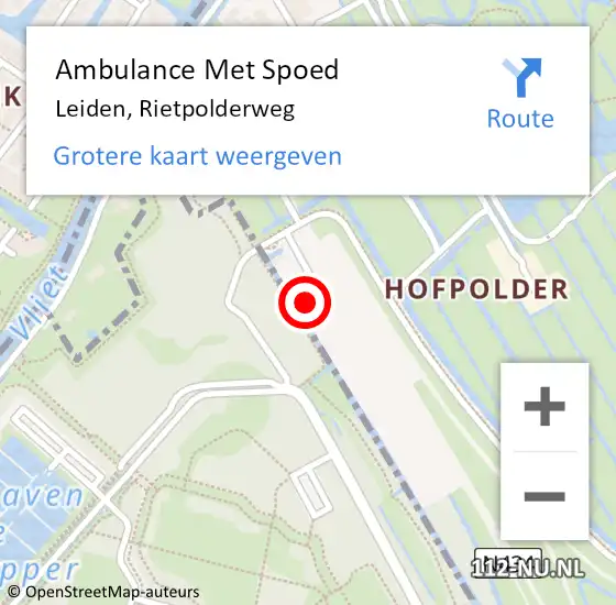 Locatie op kaart van de 112 melding: Ambulance Met Spoed Naar Leiden, Rietpolderweg op 22 oktober 2023 15:42