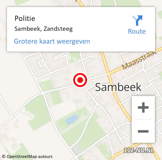 Locatie op kaart van de 112 melding: Politie Sambeek, Zandsteeg op 22 oktober 2023 15:56