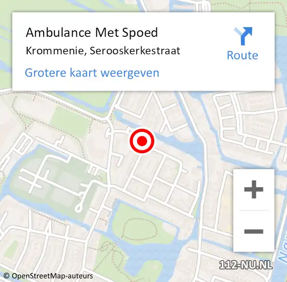 Locatie op kaart van de 112 melding: Ambulance Met Spoed Naar Krommenie, Serooskerkestraat op 22 oktober 2023 15:59