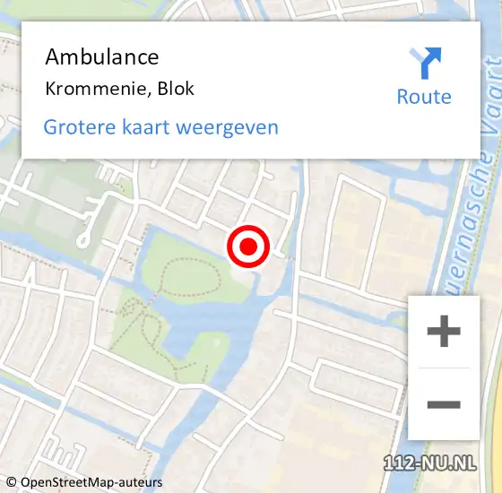 Locatie op kaart van de 112 melding: Ambulance Krommenie, Blok op 22 oktober 2023 16:00