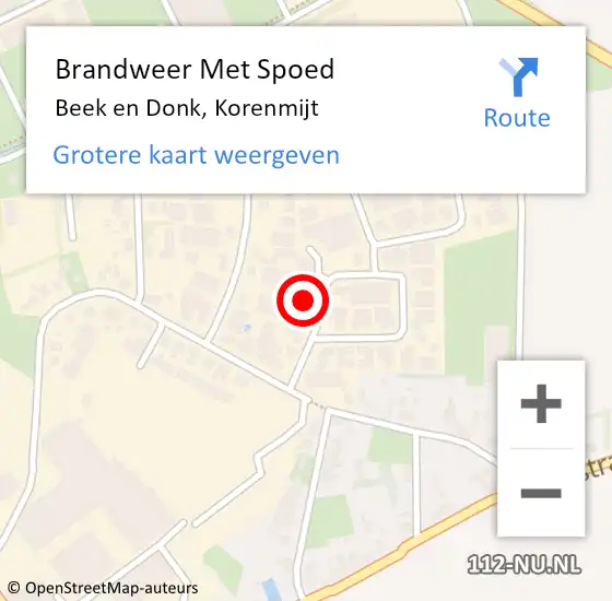 Locatie op kaart van de 112 melding: Brandweer Met Spoed Naar Beek en Donk, Korenmijt op 22 oktober 2023 16:17