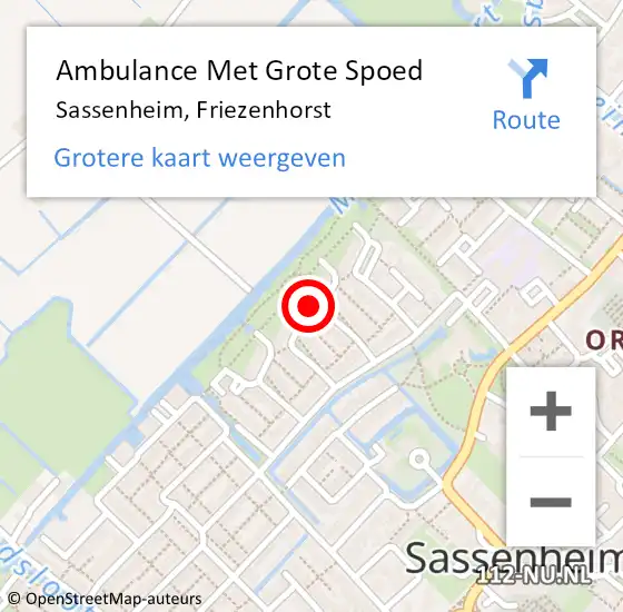 Locatie op kaart van de 112 melding: Ambulance Met Grote Spoed Naar Sassenheim, Friezenhorst op 22 oktober 2023 16:45