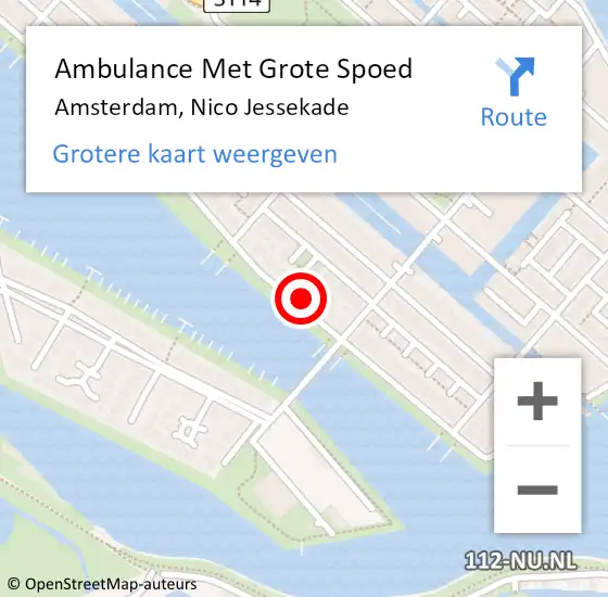 Locatie op kaart van de 112 melding: Ambulance Met Grote Spoed Naar Amsterdam, Nico Jessekade op 22 oktober 2023 16:48