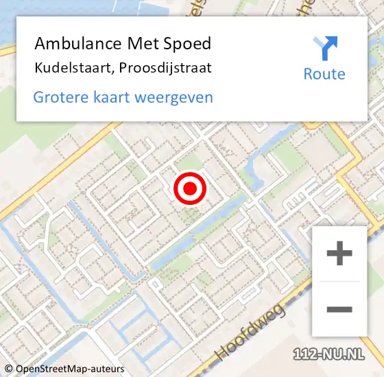 Locatie op kaart van de 112 melding: Ambulance Met Spoed Naar Kudelstaart, Proosdijstraat op 22 oktober 2023 17:24