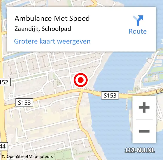 Locatie op kaart van de 112 melding: Ambulance Met Spoed Naar Zaandijk, Schoolpad op 22 oktober 2023 17:27