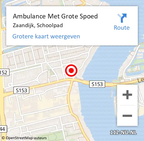 Locatie op kaart van de 112 melding: Ambulance Met Grote Spoed Naar Zaandijk, Schoolpad op 22 oktober 2023 17:50