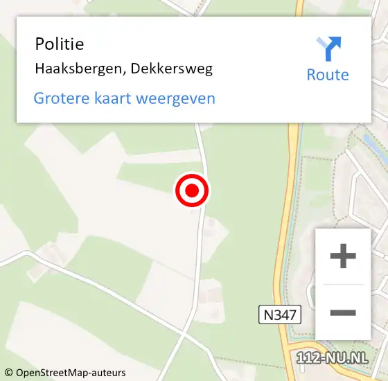 Locatie op kaart van de 112 melding: Politie Haaksbergen, Dekkersweg op 22 oktober 2023 17:58