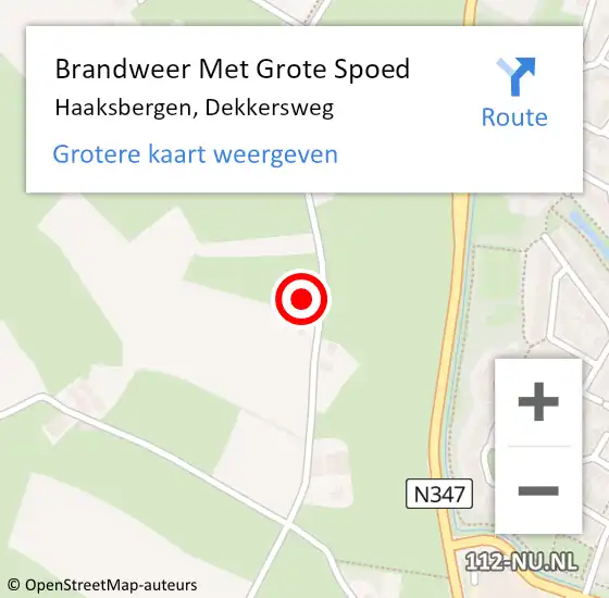 Locatie op kaart van de 112 melding: Brandweer Met Grote Spoed Naar Haaksbergen, Dekkersweg op 22 oktober 2023 17:59