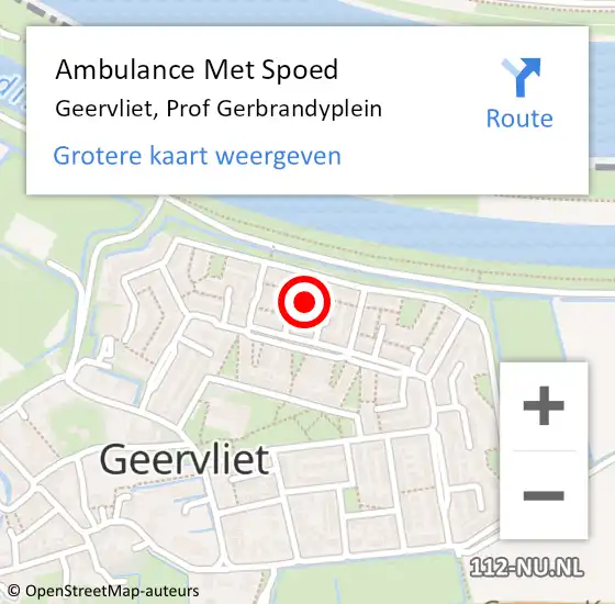 Locatie op kaart van de 112 melding: Ambulance Met Spoed Naar Geervliet, Prof Gerbrandyplein op 22 oktober 2023 18:23