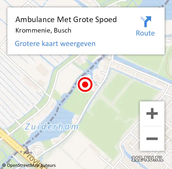 Locatie op kaart van de 112 melding: Ambulance Met Grote Spoed Naar Krommenie, Busch op 22 oktober 2023 18:36