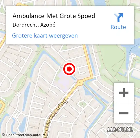 Locatie op kaart van de 112 melding: Ambulance Met Grote Spoed Naar Dordrecht, Azobé op 22 oktober 2023 19:07
