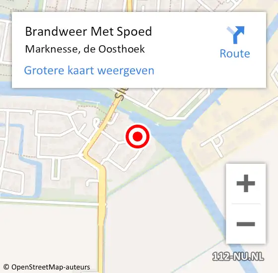 Locatie op kaart van de 112 melding: Brandweer Met Spoed Naar Marknesse, de Oosthoek op 22 oktober 2023 19:26