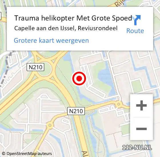 Locatie op kaart van de 112 melding: Trauma helikopter Met Grote Spoed Naar Capelle aan den IJssel, Reviusrondeel op 22 oktober 2023 19:38