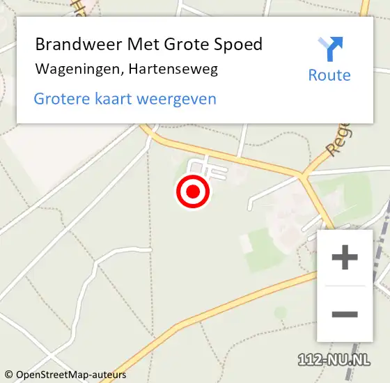 Locatie op kaart van de 112 melding: Brandweer Met Grote Spoed Naar Wageningen, Hartenseweg op 22 oktober 2023 20:12