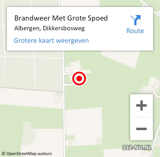 Locatie op kaart van de 112 melding: Brandweer Met Grote Spoed Naar Albergen, Dikkersbosweg op 22 oktober 2023 20:14