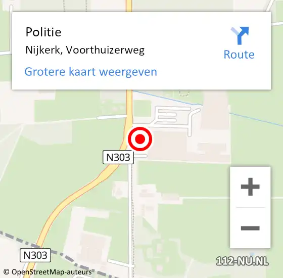 Locatie op kaart van de 112 melding: Politie Nijkerk, Voorthuizerweg op 22 oktober 2023 21:00