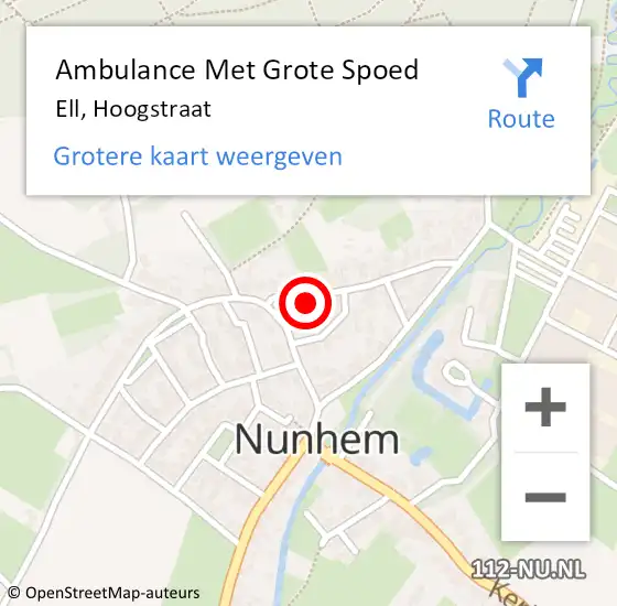 Locatie op kaart van de 112 melding: Ambulance Met Grote Spoed Naar Ell, Hoogstraat op 22 oktober 2023 21:09