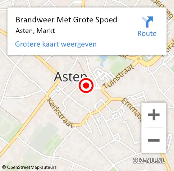 Locatie op kaart van de 112 melding: Brandweer Met Grote Spoed Naar Asten, Markt op 22 oktober 2023 21:20