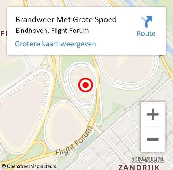 Locatie op kaart van de 112 melding: Brandweer Met Grote Spoed Naar Eindhoven, Flight Forum op 22 oktober 2023 22:12