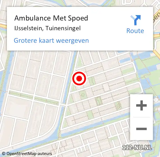 Locatie op kaart van de 112 melding: Ambulance Met Spoed Naar IJsselstein, Tuinensingel op 12 september 2014 13:58