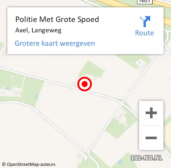 Locatie op kaart van de 112 melding: Politie Met Grote Spoed Naar Axel, Langeweg op 22 oktober 2023 23:05