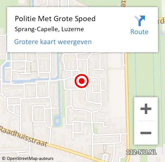 Locatie op kaart van de 112 melding: Politie Met Grote Spoed Naar Sprang-Capelle, Luzerne op 22 oktober 2023 23:17