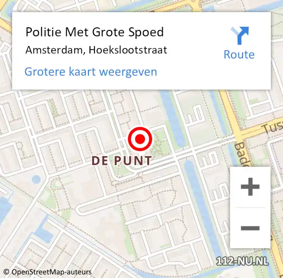 Locatie op kaart van de 112 melding: Politie Met Grote Spoed Naar Amsterdam, Hoekslootstraat op 22 oktober 2023 23:34
