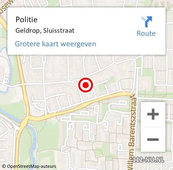 Locatie op kaart van de 112 melding: Politie Geldrop, Sluisstraat op 22 oktober 2023 23:37